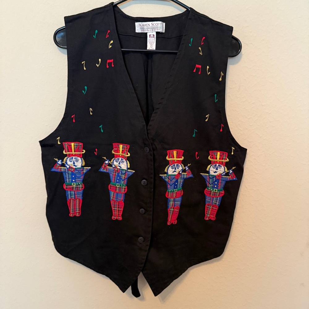 Vintage Karen Scott Christmas Vest Pipers 12 Days Of Christmas Women’s Large